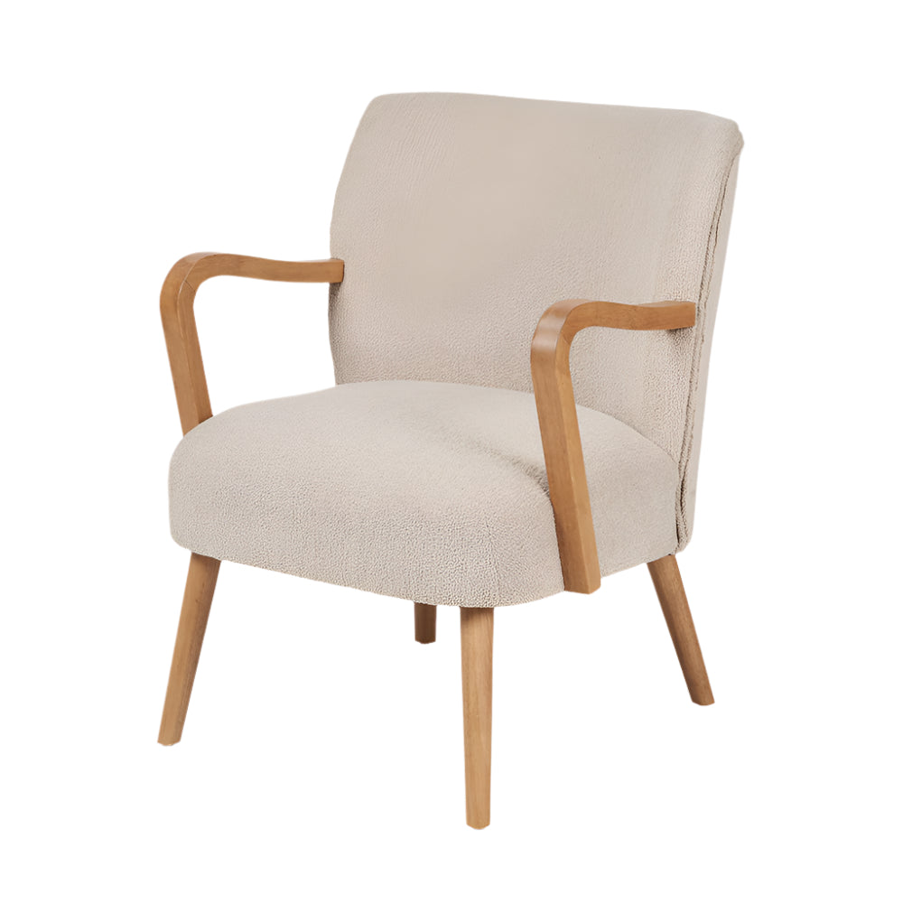 Sennori Taupe Teddy Fabric & Rubber Wood Occasional Chair